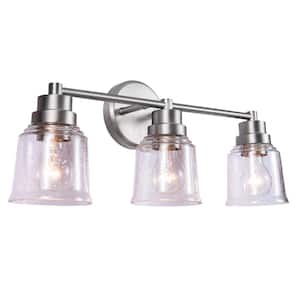 21 in. 3-Light Matte Nickel Vanity Light with Clear Glass Shade
