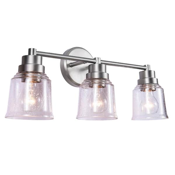 Aspen Creative Corporation 21 in. 3-Light Matte Nickel Vanity Light with Clear Glass Shade