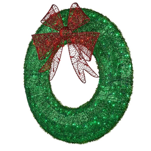 Home Accents Holiday 3 Ft Green, Large Outdoor Led Wreath
