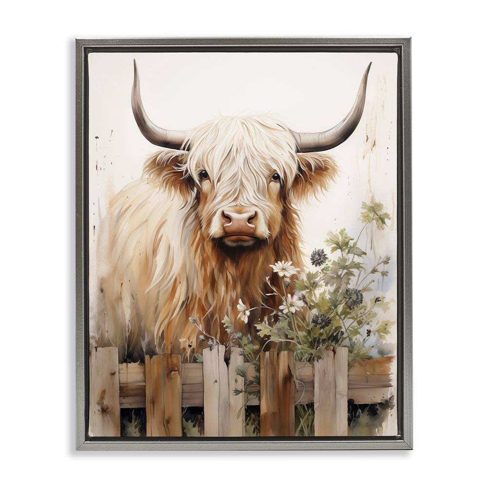 Cattle and Garden Fence by Arlington Prints Gray Floater Frame Animal Graphic Art Print 21 in. x 17 in. price history on PriceWatchPro