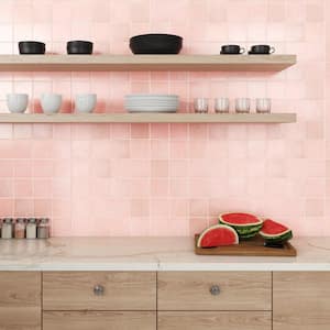 Cloe Square Glossy Pink 5 in. x 5 in. Ceramic Wall Tile (10.83 sq. ft./Case)