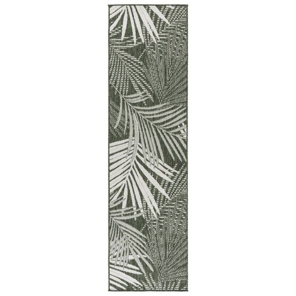 Beach House 2 ft. x 8 ft. Green/Ivory Leaf BHS264Y Runner Rug