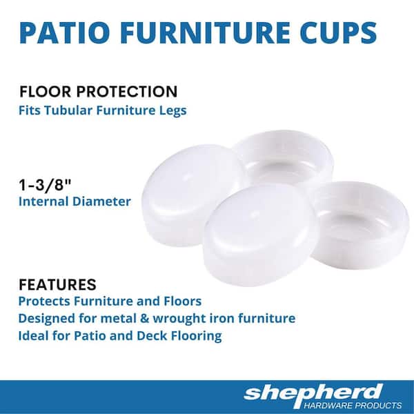 Shepherd 1-1/2 in. White Plastic Insert Patio Furniture Cups (24-Pack)