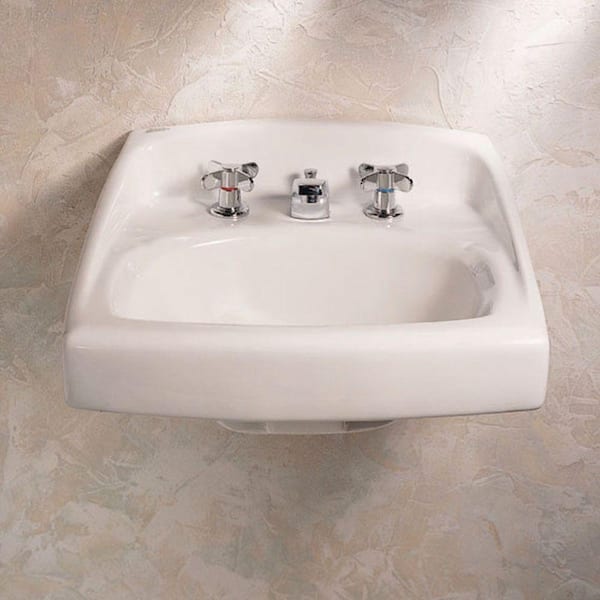 Lucerne 20.5 in. x 18.25 in. Wall Mounted Bathroom Sink 8 in. Widespread In White Vitreous China