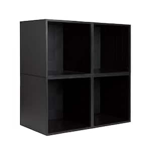 27.5 in. H x 27.5 in. W x 13.75 in. D Black Plastic 4-Cube Organizer
