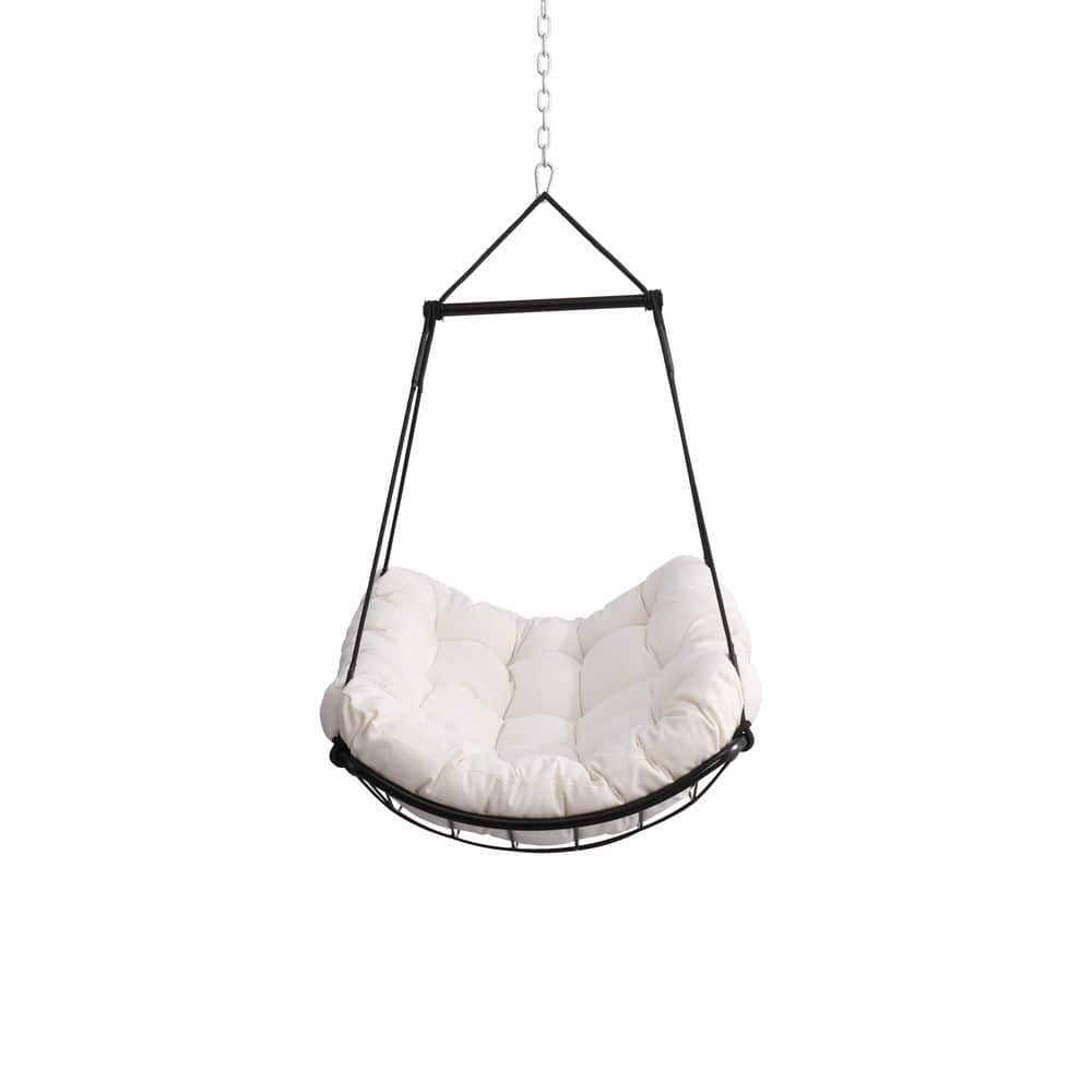 3.1 ft. Hanging Hammock Chair Swing with White Cushion