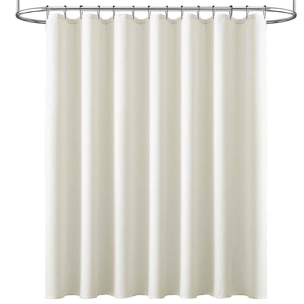 Waffle Weave Fabric Shower Curtain with Metal Hooks Heavy Duty Washable Waterproof Thick Cloth in Ivory [72 x 72] price history on PriceWatchPro