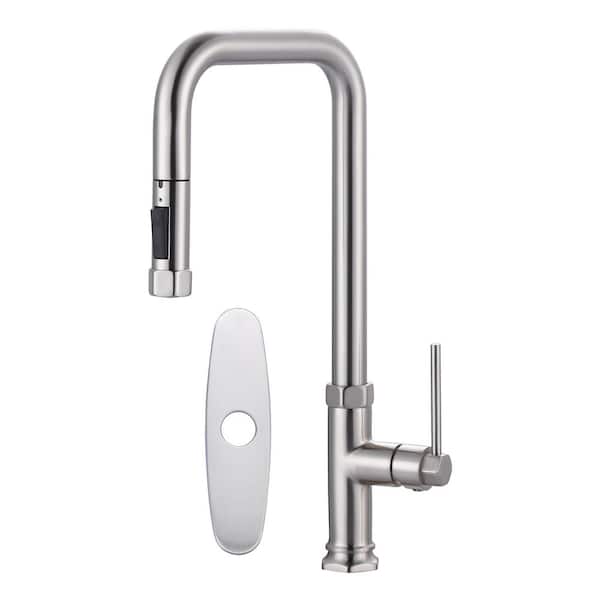 AVITAS Single Handle 2 Water Modes Pull Down Sprayer Kitchen Faucet with Stainless Steel And Brass in Brushed Nickel