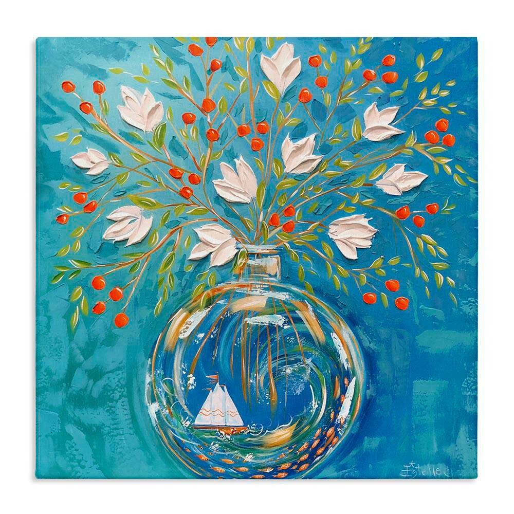 Sailing Ship Flower Vase by Estelle Grengs Unframed Nature Graphic Art Print 17 in. x 17 in. price history on PriceWatchPro
