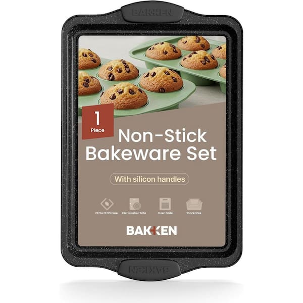 1-Piece 15.15 x 10.03" Medium Nonstick Sheet, Durable Carbon Steel Cookie Sheet with Gray Silicone Handles