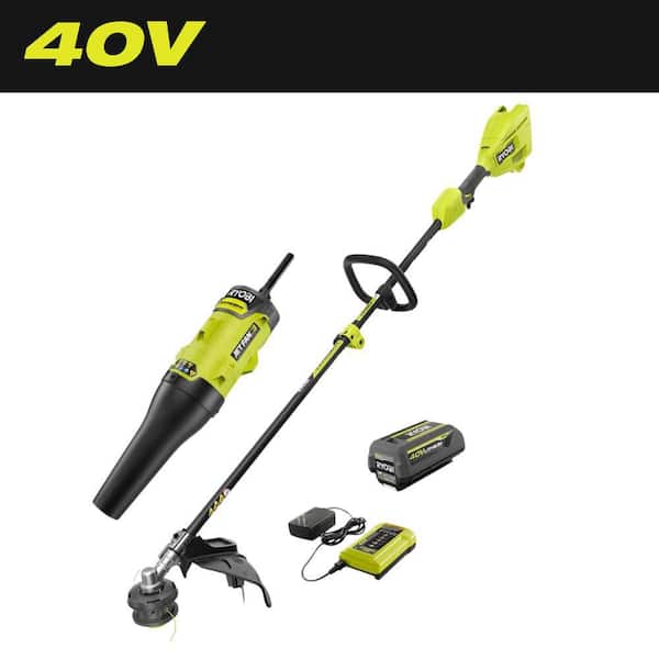 40V 15 in. Expand-It Cordless Battery Attachment Capable String Trimmer & Blower Attachment w/ 4.0 Ah Battery & Charger