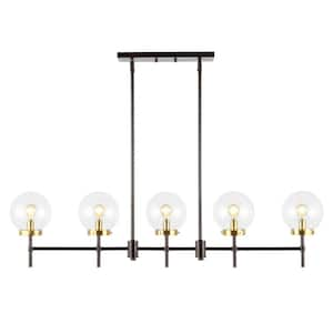 Mylah 4-Watt 5-Light Bronze Pendant Light with Iron Shade