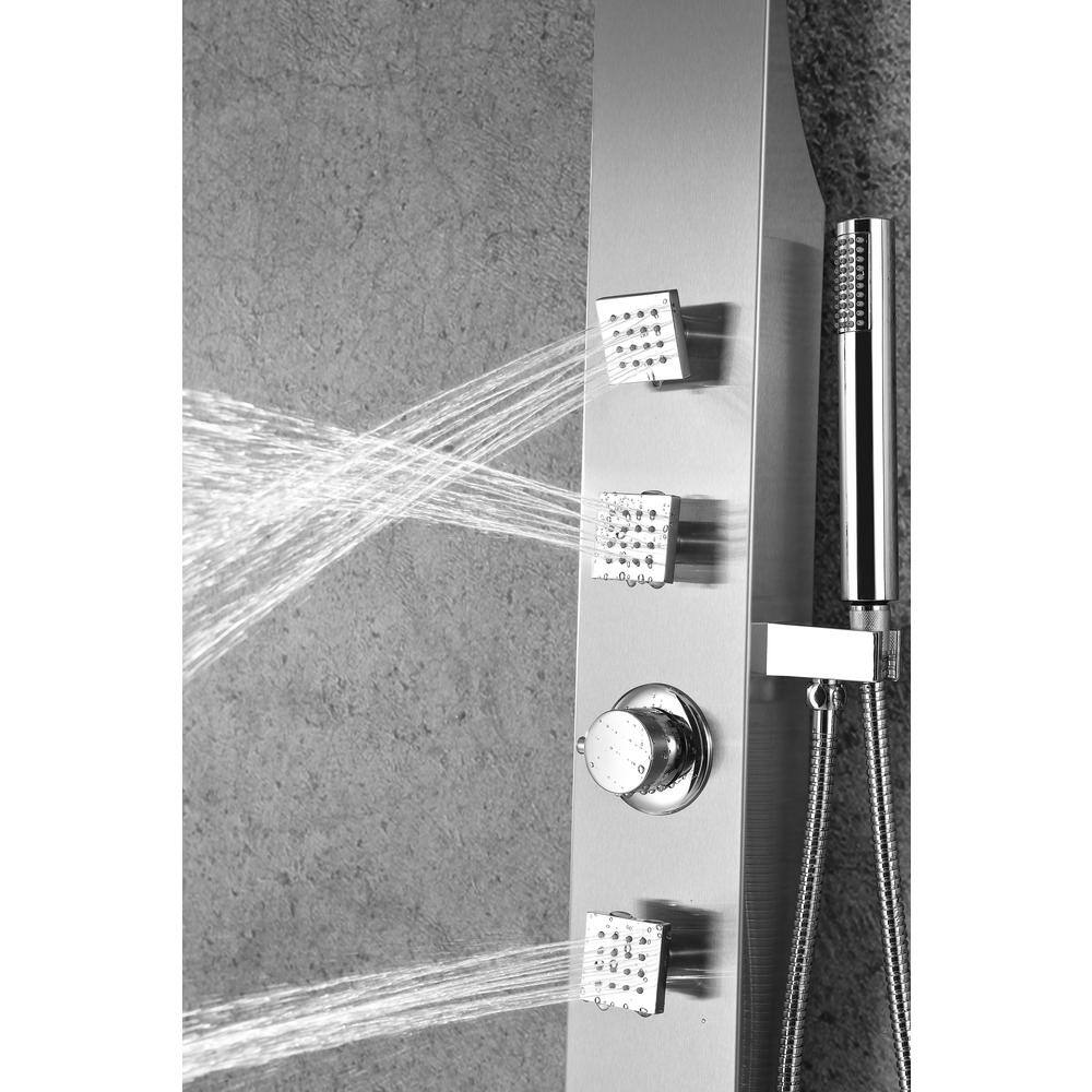 Silent 40'' Brushed Steel Full Body Shower Panel with Rain Shower