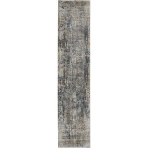 Blue and Beige 2 ft. x 8 ft. Abstract Area Rug
