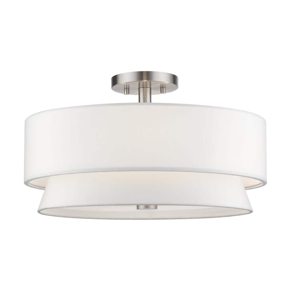 Fontana 4-Light Brushed Nickel Semi Flush Mount with Off-White Fabric Shade price history on PriceWatchPro