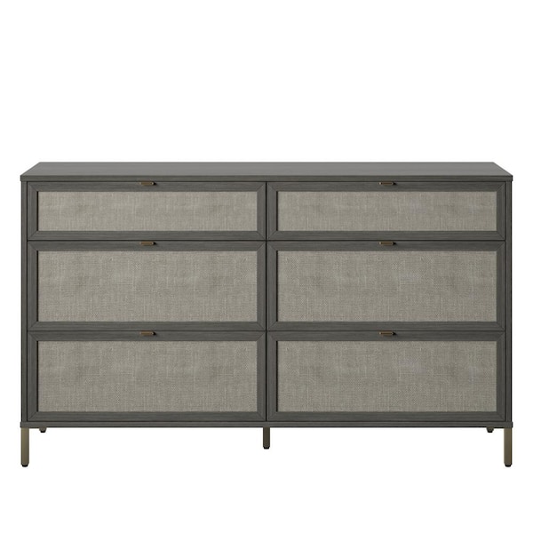 Twin Star Home 6-Drawer Crete Oak Bedroom Dresser with Linen Drawers (30.88 in. H x 52 in. W x 15.5 in. D)