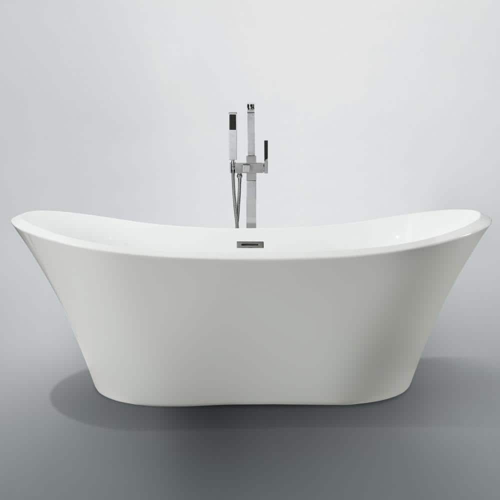 Ancona 71'' Glossy White Freestanding Acrylic Bathtub