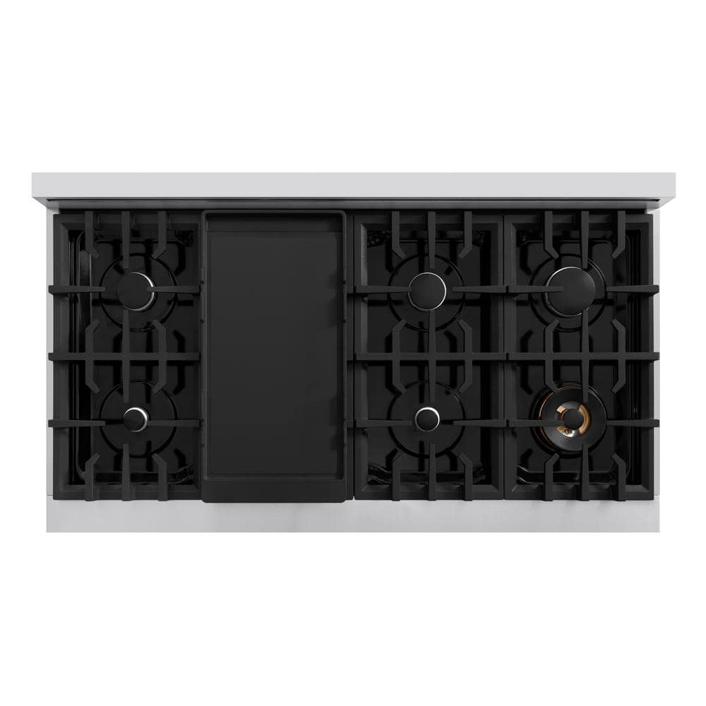 ZLINE 48" Stainless Steel Dual Fuel Range with 8 Burners and Griddle