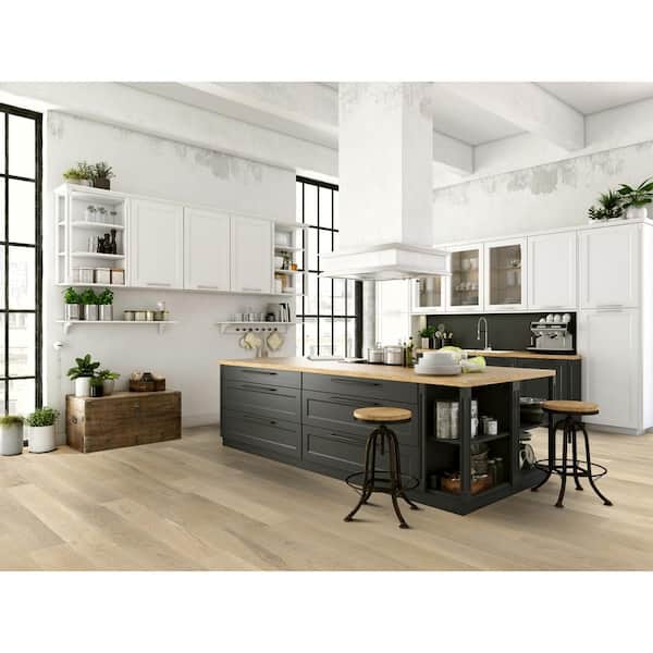 Blue Ridge Hardwood Flooring Castlebury French Linen White Oak 3/8 in. T x 6 in. W Click Lock Engineered Hardwood Flooring (30.5 sq. ft./Case)