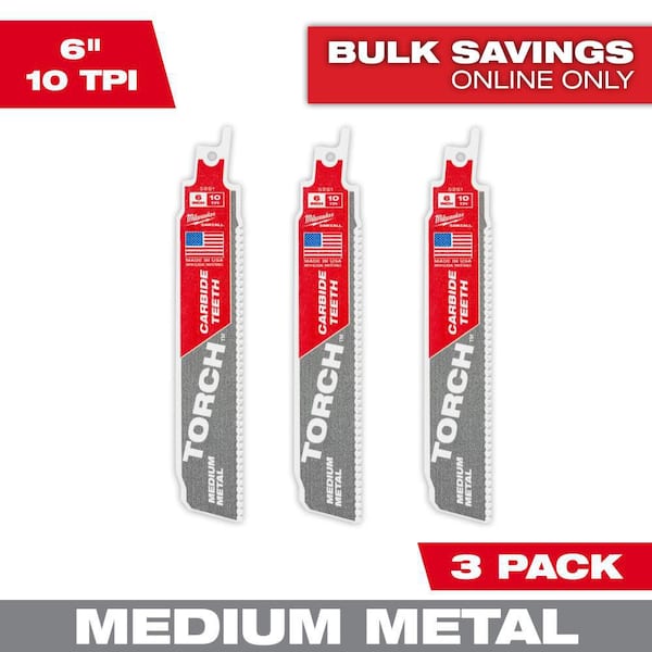 6 in. 10TPI The TORCH with Carbide Teeth Metal Cutting SAWZALL Reciprocating Saw Blade (3-Pack)