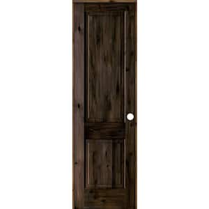 28 in. x 96 in. Rustic Knotty Alder Wood 2 Panel Square Top Left-Hand/Inswing Black Stain Single Prehung Interior Door