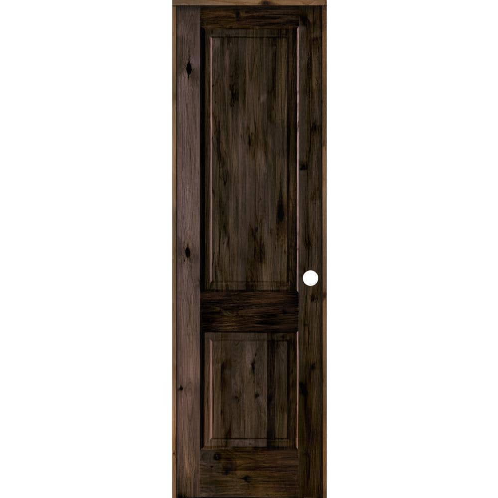 28 in. x 96 in. Rustic Knotty Alder 2 Panel Left-Handed Black Stain Wood Single Prehung Interior Door with Square Top price history on PriceWatchPro