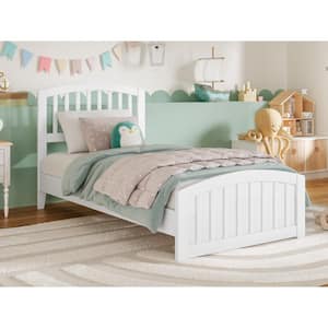 Quincy White Solid Wood Frame Twin Low Profile Platform Bed with Matching Footboard