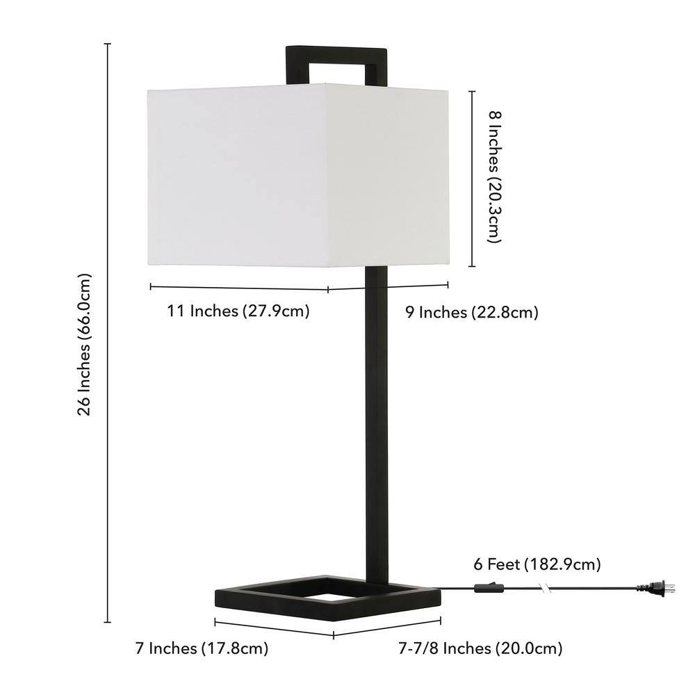 Grayson 26" Voice-Controlled Modern Table Lamp in Blackened Bronze with Linen Shade