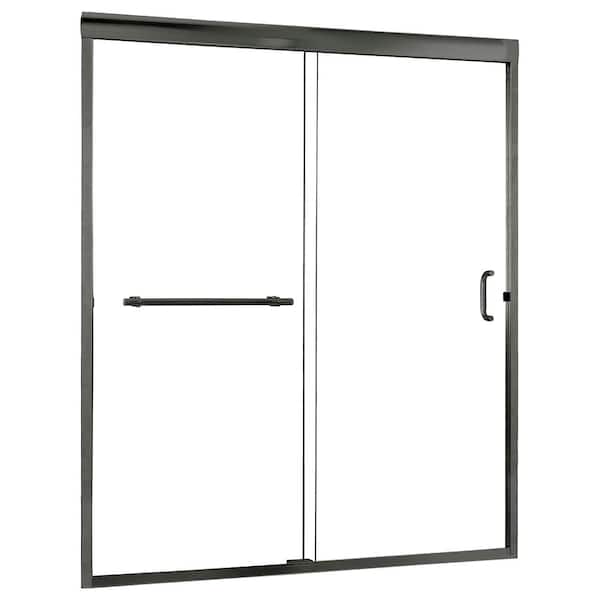 CRAFT + MAIN Marina 60 in. x 72 in. H Semi-Framed Sliding Shower Door in Brushed Nickel with 3/8 in. Clear Glass