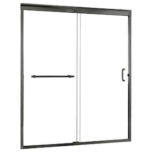 Marina 60 in. x 60 in. Semi-Framed Sliding Tub Door in Brushed Nickel with 3/8 in. Clear Glass