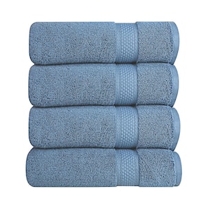 A1HC Bath Towel 500 GSM Duet Technology 100% Cotton Ring Spun Bjou Blue 30 in. x 54 in. Quick Dry (Set of 4)