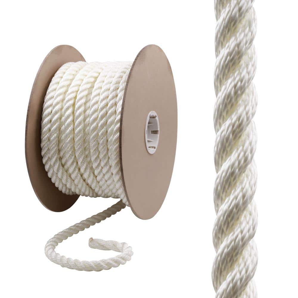 Everbilt 3/4 in. x 150 ft. Nylon Twist Rope, White 72630 - The