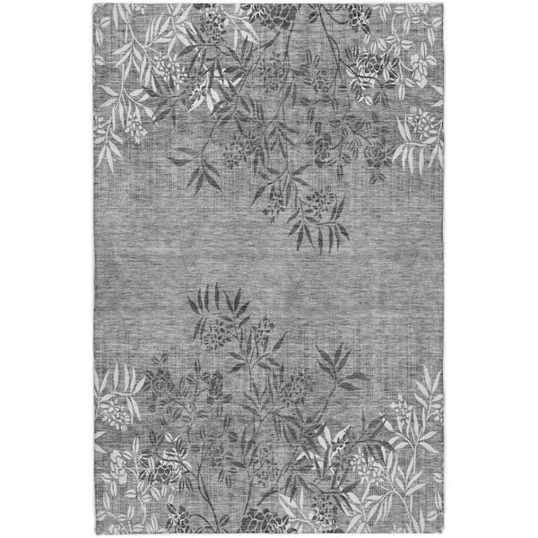 Dream Shag Premium Machine Washable Abstract ADS673 Pewter 8 ft. x 10 ft. Area Rug