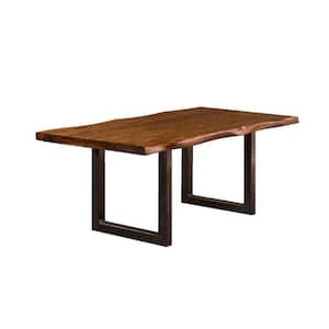 Emerson Traditional Brown Wood 80 in. Sled Base Dining Table Seats 6