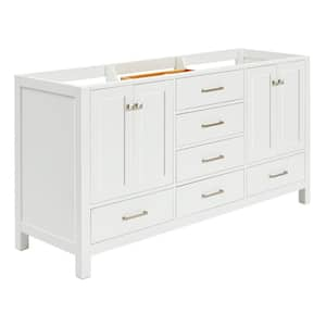 Cambridge 66 in. W x 21.5 in. D x 34.5 in. H Double Freestanding Bath Vanity Cabinet without Top in White