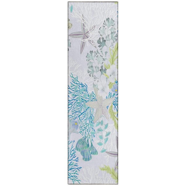 Addison Rugs Surfside 2 ft. 3 in. x 7 ft. 6 in. Gray Geometric Indoor/Outdoor Area Rug