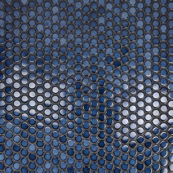 Ivy Hill Tile Joy Blue Circles 12.25 in. x 12.25 in. 6mm Polished Cermaic Mosaic Wall Tile (1.04 sq. ft. per Sheet)