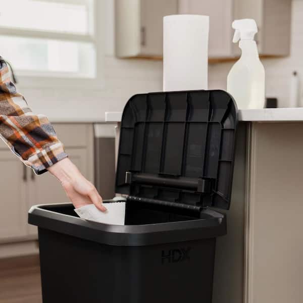 HDX 20 gal. Black Dual Compartment Resin Indoor Trash Can with Lid