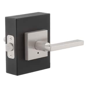 Halifax Square Satin Nickel Privacy Bed/Bath Door Handle with Lock