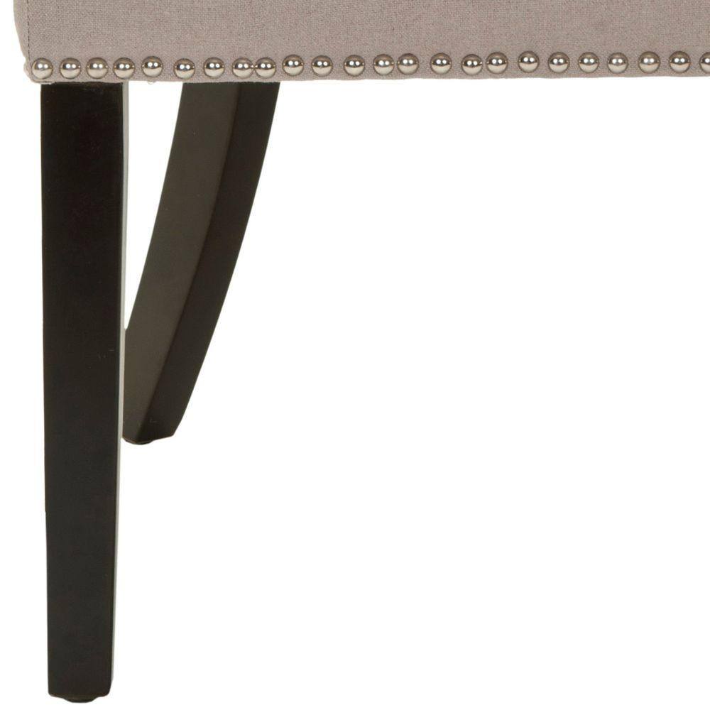 Taupe Linen Upholstered Side Chair with Espresso Wood Legs