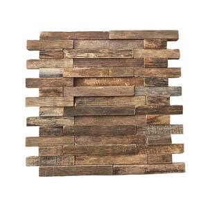 11-7/8 in. x 11-7/8 in. x 1/2 in. Interlocking Boat Wood Mosaic Wall Tile Natural (11-Pack)