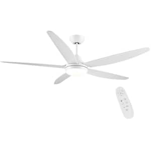 56 in. Indoor White Modern LED Ceiling Fan with Remote Control and Reversible DC Motor