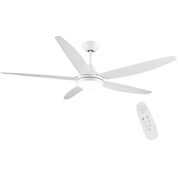 Sunpez 56 in. Indoor White Modern LED Ceiling Fan with Remote Control and Reversible DC Motor