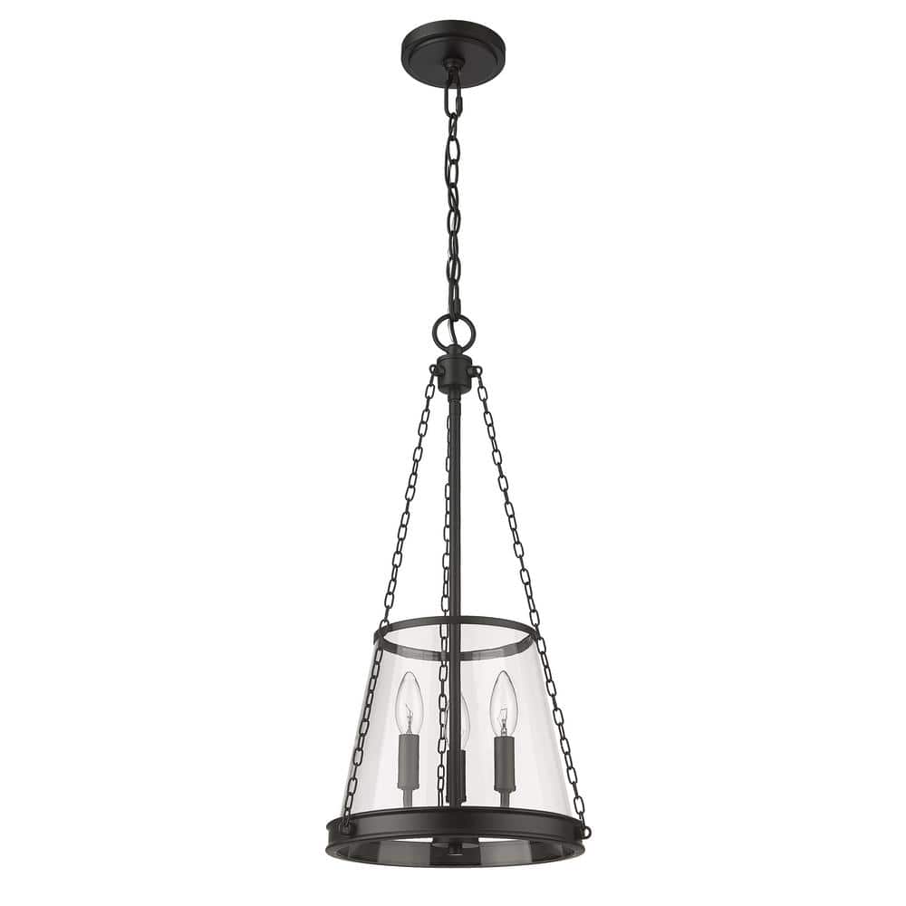 Prescott Matte Black Mini Drum Pendant with Nickel Accents