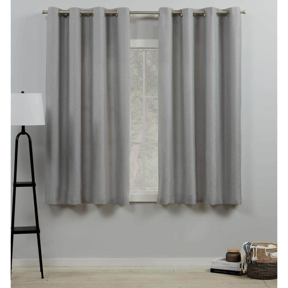 Dove Grey Light-Filtering Linen Grommet Curtain Panels, 54"x63"