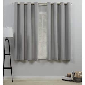 Loha Dove Grey Solid Polyester 54 in. W x 63 in. L Grommet Top Light Filtering Curtain Panel (Set of 2)