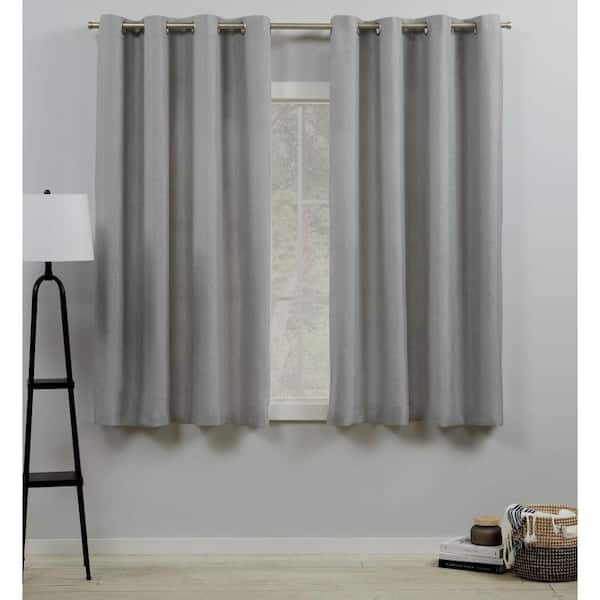 EXCLUSIVE HOME Loha Dove Grey Solid Polyester 54 in. W x 63 in. L Grommet Top Light Filtering Curtain Panel (Set of 2)