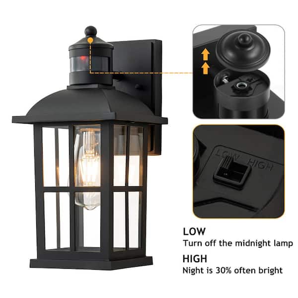 C Cattleya Matte Black Motion Sensing Outdoor Hardwired Wall