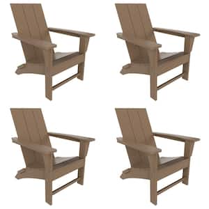 Shoreside Weathered Wood Folding Adirondack Chair (Set of 4)