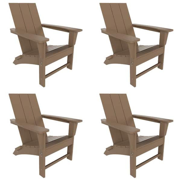 Shoreside Weathered Wood Folding Adirondack Chair (Set of 4)